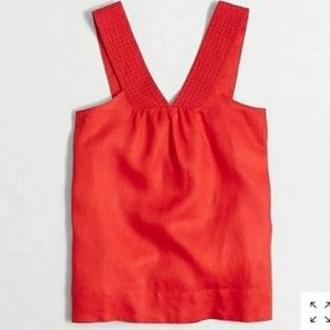 J. Crew Red/Orange Linen V Neck Tank Top, Size 6